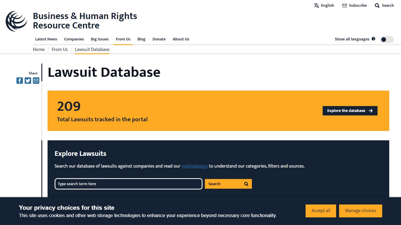 Lawsuit Database - Business & Human Rights Resource Centre