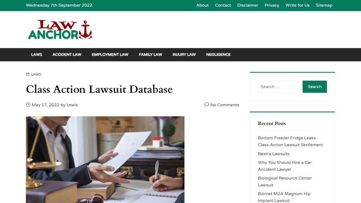 Class Action Lawsuit Database - Law Anchor