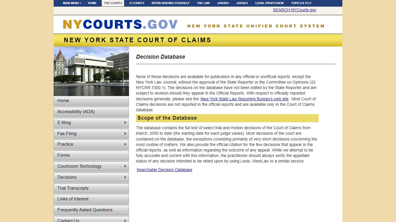 Decision Database | NYCOURTS.GOV - Judiciary of New York